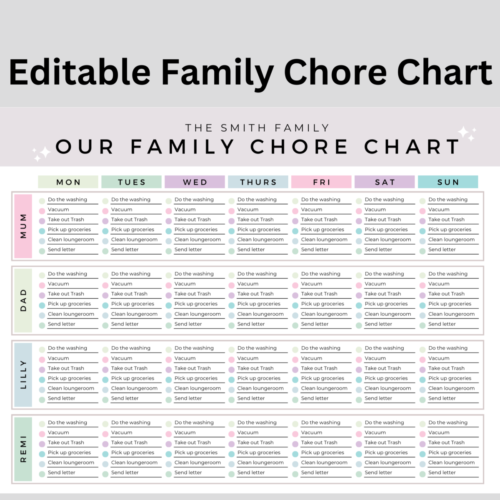 Editable Canva Family Chore Chart
